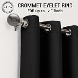 Rayyan Linen Blackout Eyelet Ring Top Curtains 46x72 Pair with Tiebacks BLACK view 4