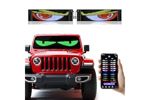 GOTUS 2Pcs Devil Eyes Light for Cars,Flexible Scrolling Programmable LED Signs,LED Eyes for Truck Windshield,Custom Editor Colours,Animations,Text