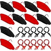 Laumoi 20 Pcs Halloween Party Berets for Kids French Beret Bulk Hat Artist Beanie with Color Neck Scarf for Cosplay Decorate(Bright Colors)