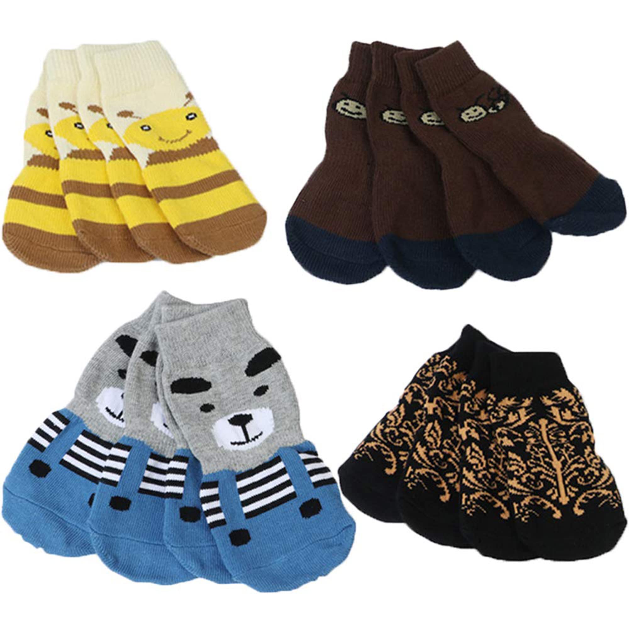 LifeWheel Traction Control Cat Dog Socks Indoor Rubber Nonskid Paw Protector Cotton Socks Random Color
