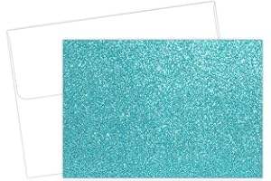 Great Papers!® Teal Glitter Note Cards & Envelopes, 4.875" x 3.375", 15 Count (2020025)