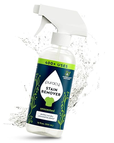 Puracy Stain Remover, Natural Based Travel and Laundry Stain Cleaner for Clothes, Baby Essentials, Kids Stains, Oil and Fabric Spot Cleaner, Unscented (Stain Remover Spray, 355 ml, 12 fl oz)