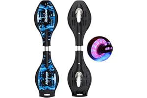 Simcat Caster Board, Skateboard with 360-degree Casters and Illuminating Wheels, Lightweight Durable Twistboard for Kids, Teenagers and Adults