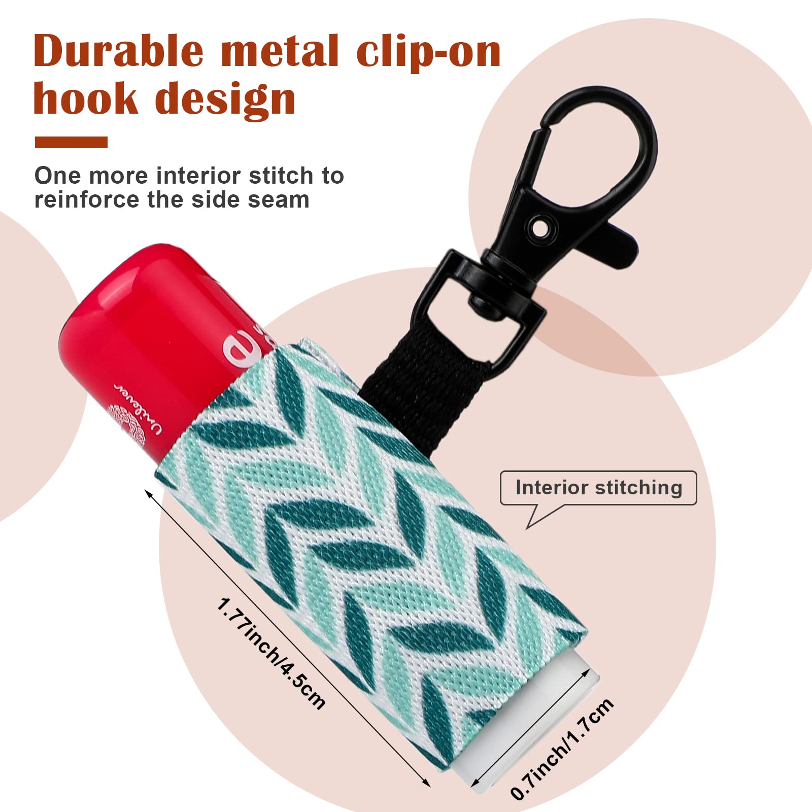 Sureio 10 Pack Lip Balm Holder Keychain Compact Clip On lipstick Lip Gloss Holder Keychain Elastic lipstick Sleeve Clip (Floral Style)