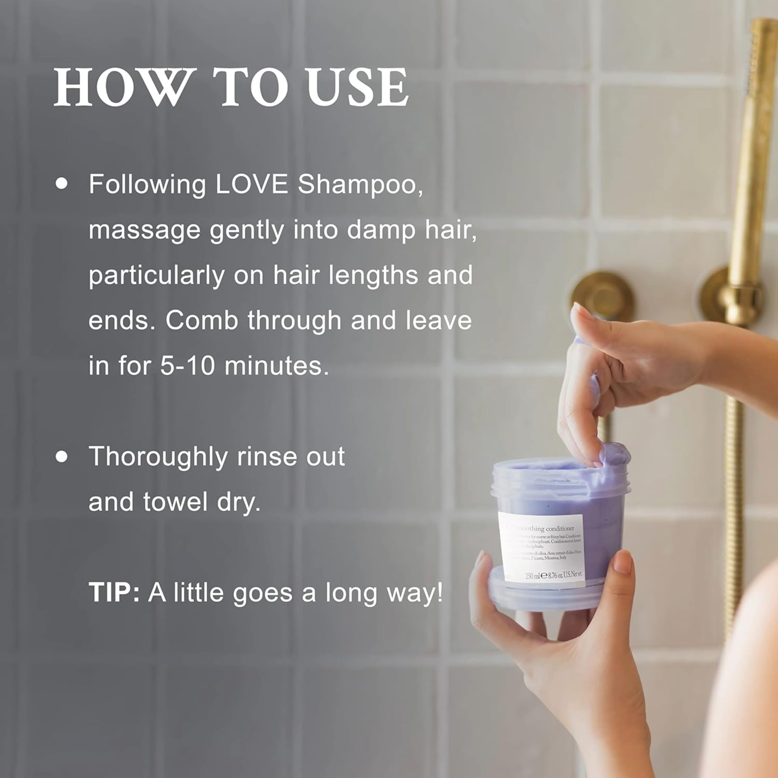Davines LOVE Smoothing Conditioner, Smoothing Formula for Frizzy or Coarse Hair, Soften and Nourish