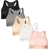 Popular Girls and Teens Racerback Active Sports Bra, Breathable, Lightweight, Multipacks