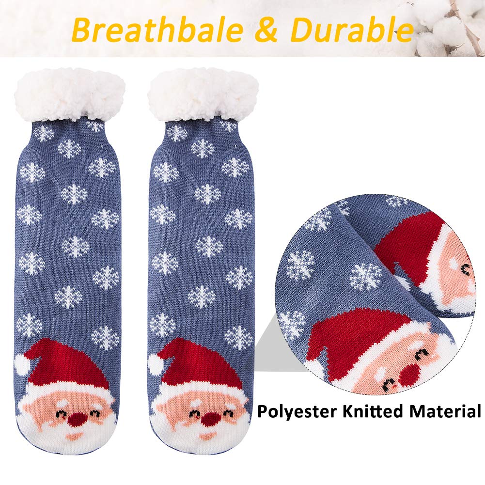 RAISEVERN Chaussettes de Noël pour garçons Avec des pinces Adolescentes Filles Funky Home Chaussettes Imprimées Flocons de neige imprimés pourpres pour des chaussettes moelleuses de neige Santa