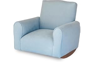 The Rose Hill Company Kid Rocking Chair for Toddlers, Child Chair for Little Kids, Upholstered Toddler Armchair for Children, Comfy and Cute Little Kid Chairs (Rockers, Light Blue)