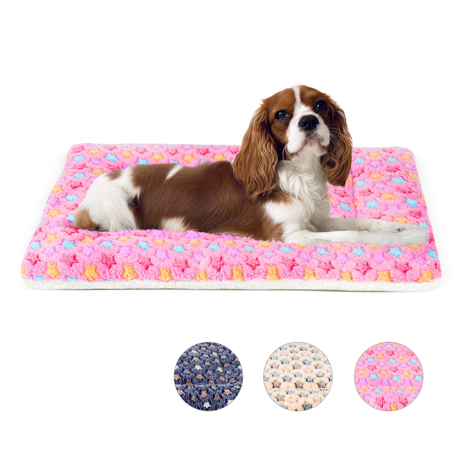 MORA PETS Dog Bed Mat Small Washable Dog Crate Mattress for 24 inch Cage Soft Flat Pet Cushion Bedding Puppy Pillow Blanket for Cats Puppy Dogs Reversible 60x46cm Pink