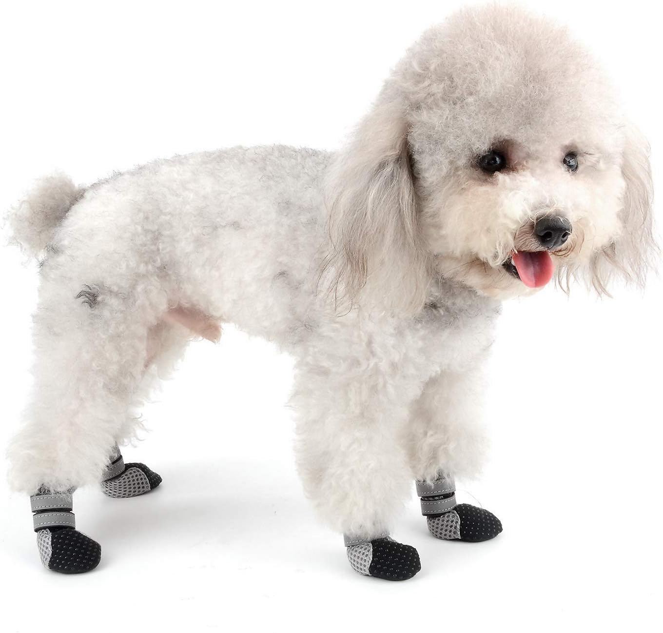 SMALLLEE_LUCKY_STORE Pet Protective Breathable Mesh Dog Boots Summer Soft Relective Shoes Small/Medium Dogs for Injured Paws Allergies Black M - Image 5