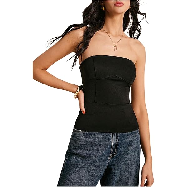 SOLY HUX Women's Strapless Corset Top Sleeveless Crop Bandeau Top