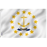 ANLEY Fly Breeze 3x5 Foot Rhode Island State Flag - Vivid Color and Fade Proof - Canvas Header and Double Stitched - Rhode Island RI Flags Polyester with Brass Grommets 3 X 5 Ft