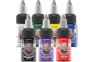 HAWINK Tattoo Ink Set 1/2oz (15ml) Tattoo Supply Ink USA 7 Colors Pigment Kit TI203-15-7