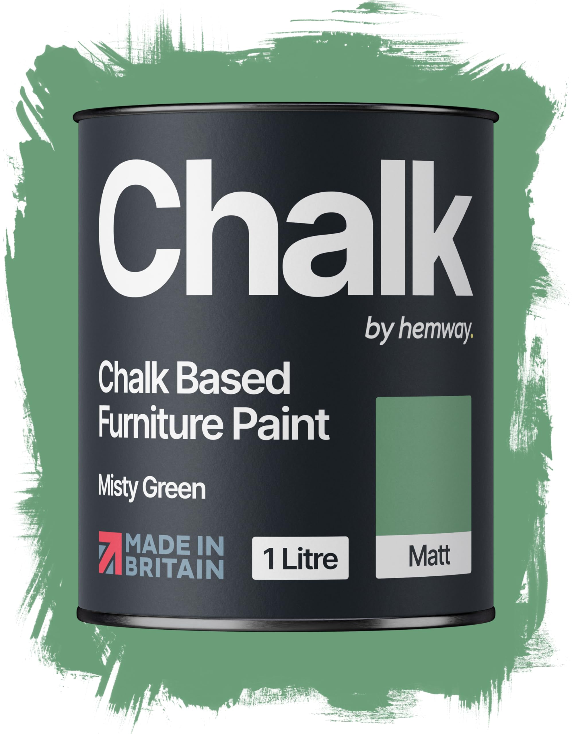 Hemway Chalk Based Furniture Paint, Misty Green 1L, Matt Finish Shabby Chic, Chalk Paint Furniture & Walls, Quick Dry & 1 Coat