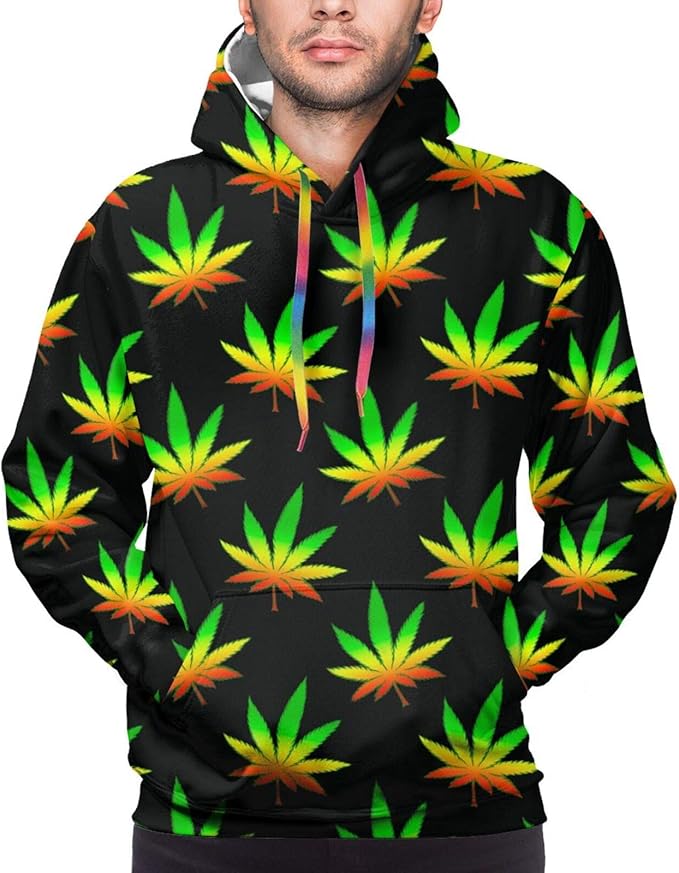 Marijuana Weed Unisex Realistic Casual Long Sleeve Hoodie Pullover