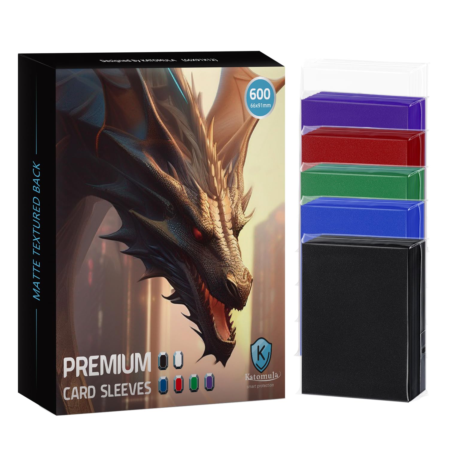 Photo 1 of 600CT MTG Card Sleeves, Katomula Clear Front Textured Back Card Sleeve Deck Card Protectors, Standard Size Card Sleeves for MTG, Baseball Card, Sports Cards, Game Card