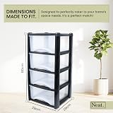 Neat 4-in-1 Space-Saving Office & Home Plastic Storage Drawers Black/Clear 80cm view 2