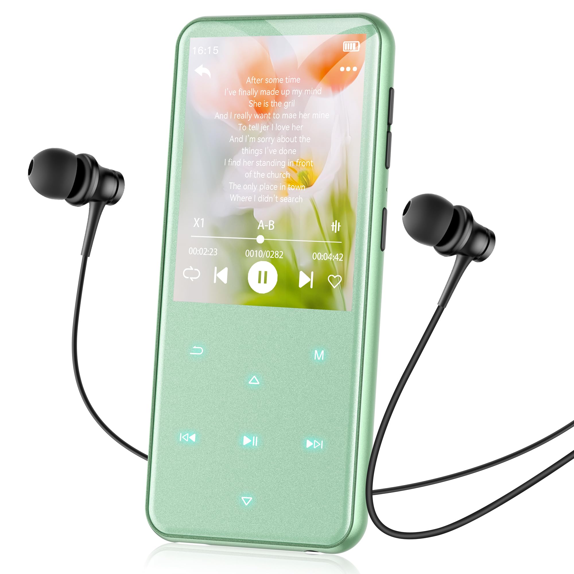Photo 1 of AGPTEK 64GB MP3 Player with Bluetooth, M3 2.4 inch Music Player with Speaker and FM Radio, Touch Buttons, Supports Up to 128GB (Green)
