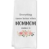 Cilrii Mommom Grandma Gifts Kitchen Towels, Grandmother Gifts for Birthday Christmas Dish Tea Towels, Mommom Grandma Gift from Grandson Granddaughter Decorative Hand Towel for Kitchen, 16x24 Inch