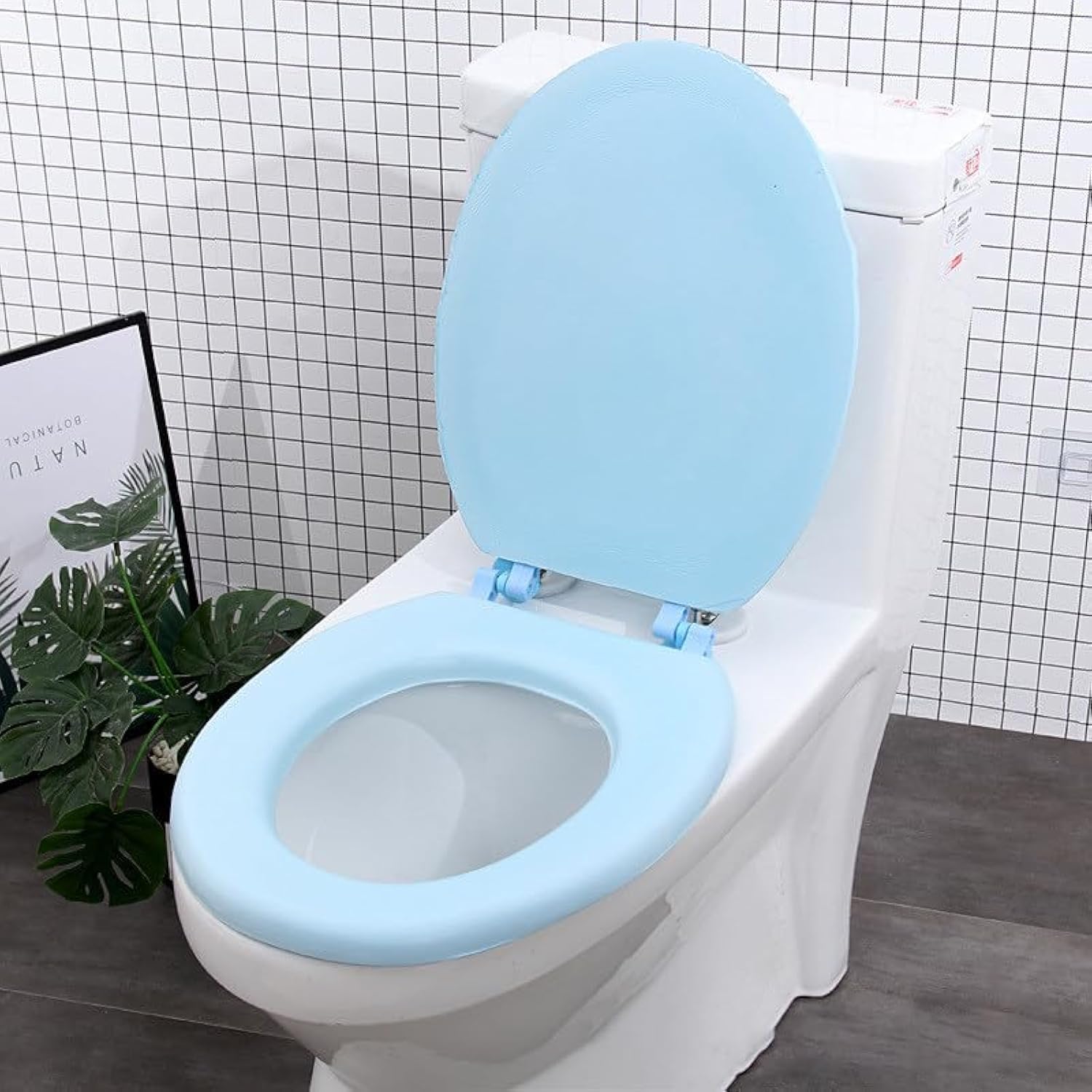 UO Thickened EVA Foam Toilet Seat - U-Shaped, Old-Fashioned, Blue