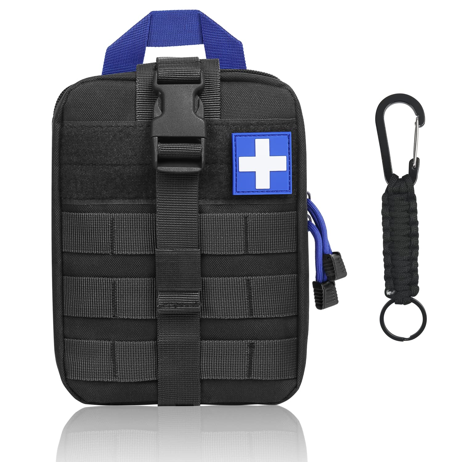 flintronic Tactical Waist Bags, Universal Outdoor Waist Bag | Molle EDC Pouch + Outdoor Hook | Utility Gadget Waist Bag with Cell Phone Holster for Sports, Hiking, Camping, Traveling(Black&Blue)