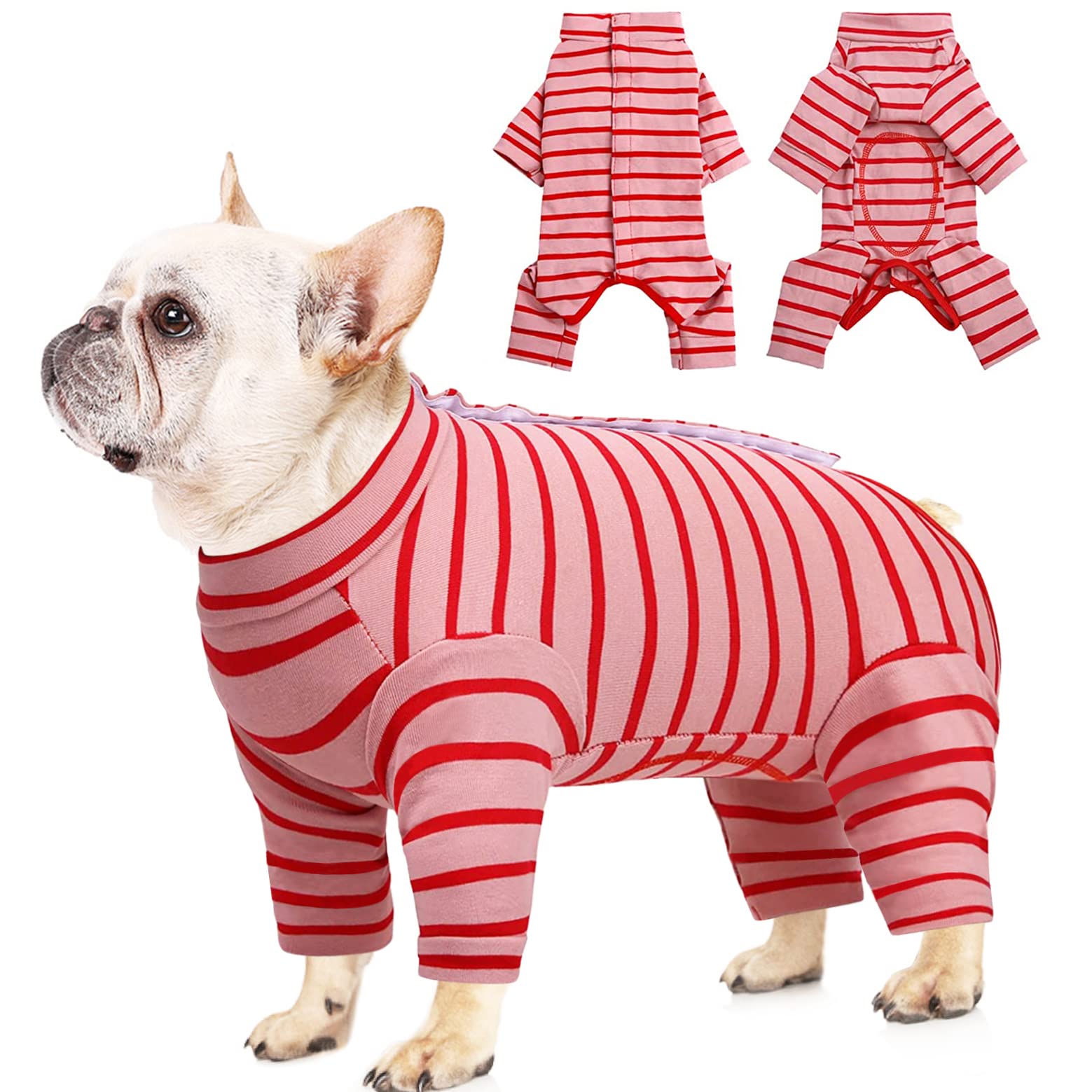 Dolahovy Dog Surgery Recovery Suit,Pet Recovery Shirt Cone E-Collar Alternative Pet Vest for Abdominal Wounds Medical Dog Bodysuit with Legs for Female Male Small Medium Dogs Cats (S, Red)