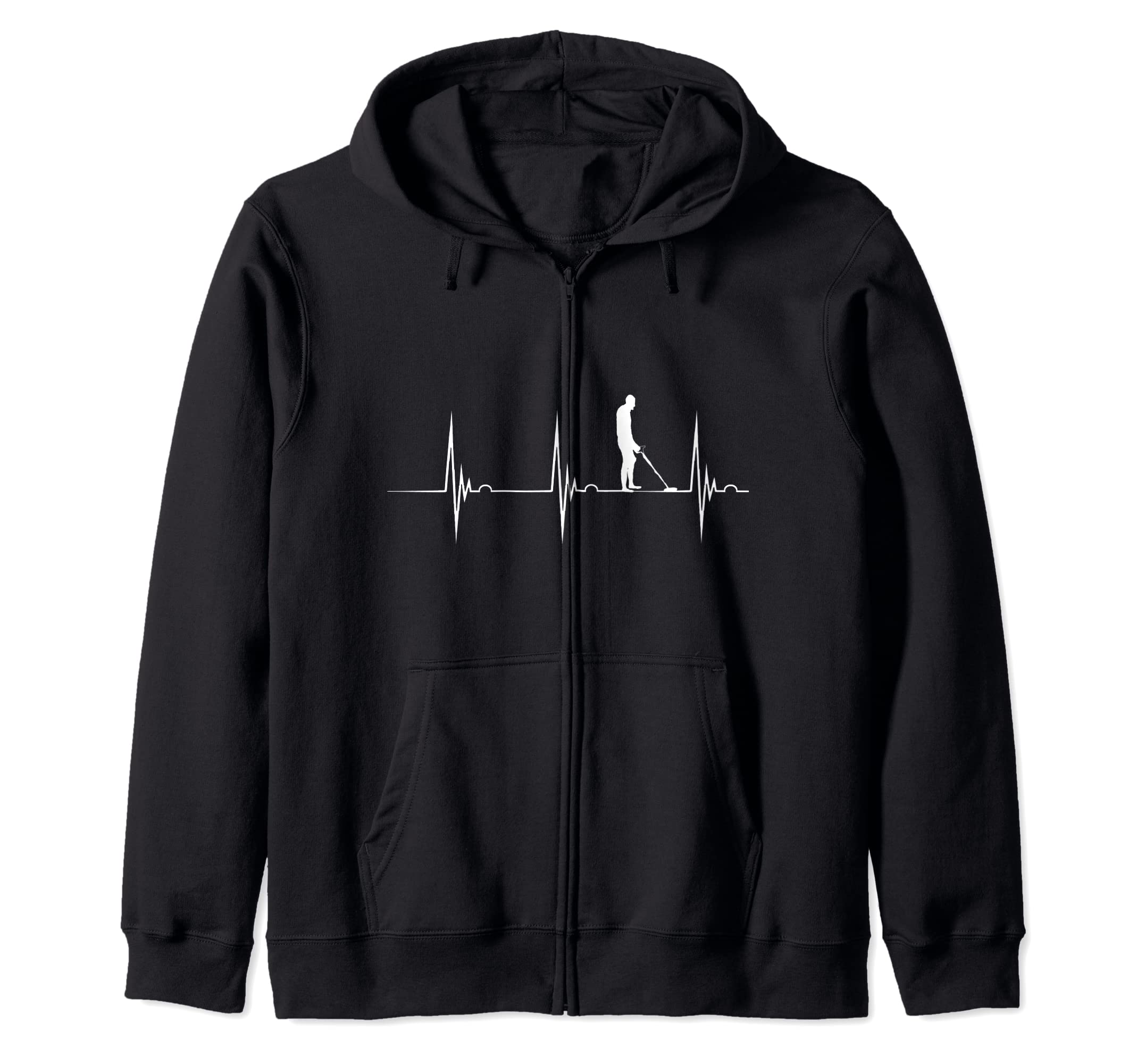 Metal Detecting Heartbeat Detector EKG Pulse Relic Hunter Zip Hoodie