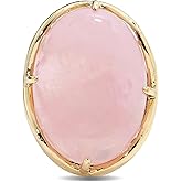 xinpeng Natural Stone Adjustable Finger Rings Semi Precious Oval Shaped Gemstone Jewelry For Women Anniversary Birthday Wedding Gift