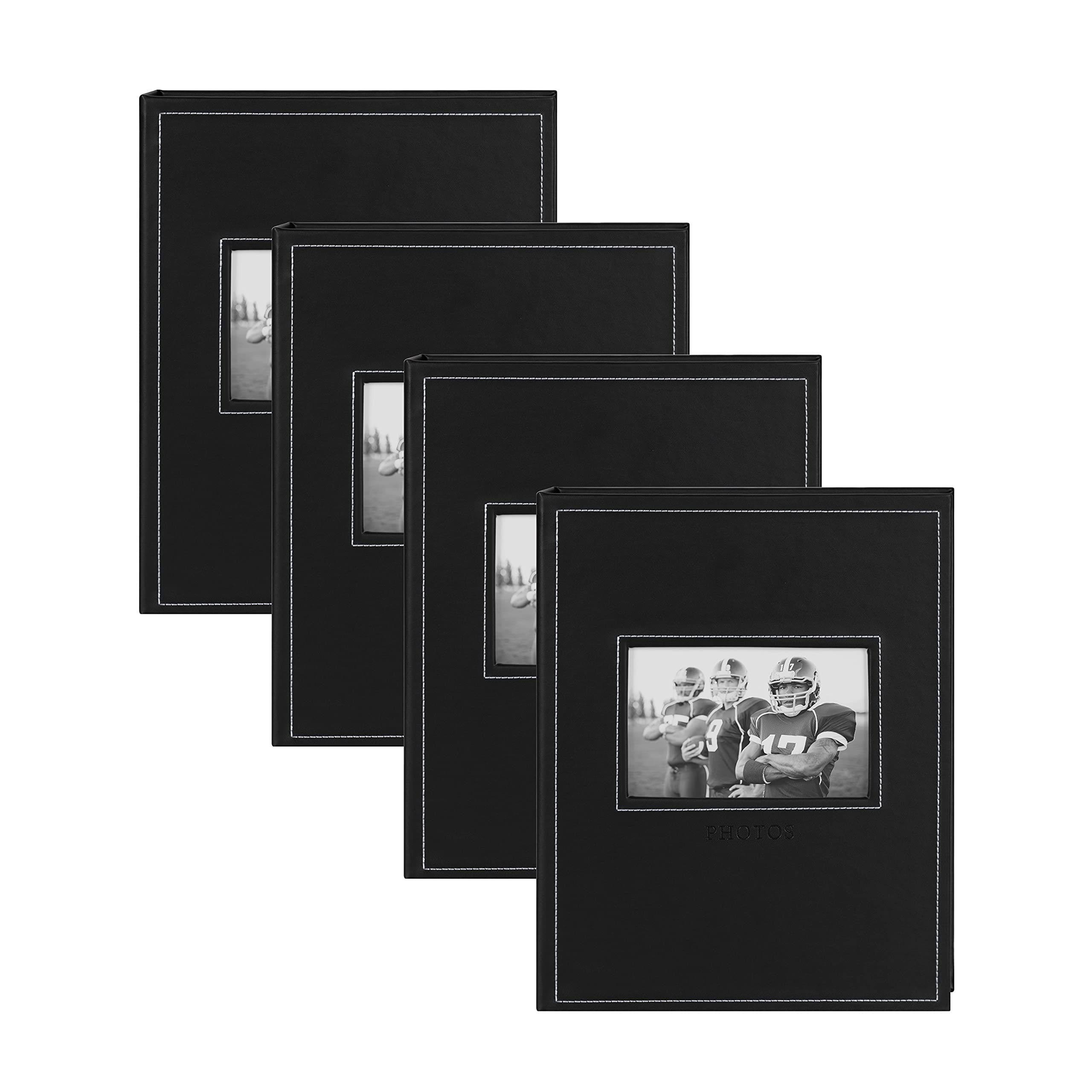 DesignOvation Debossed Photo Album; Set of 4; Black; Photo Album Scrapbook with Capacity for 40 Photos Image DesignOvation Debossed Photo Album; Set of 4; Black; Photo Album Scrapbook with Capacity for 40 Photos Image