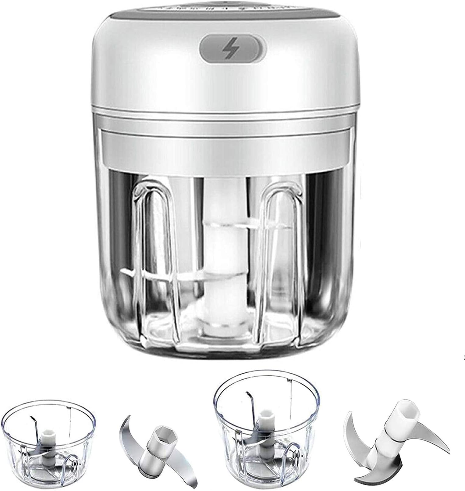 Electric Mini Chopper, Wireless Mini Blender, Baby Food Processor with USB Charging, BPA-Free, Full Body Waterproof for Onions, Garlic, Vegetable, Fruits, 100/250ML