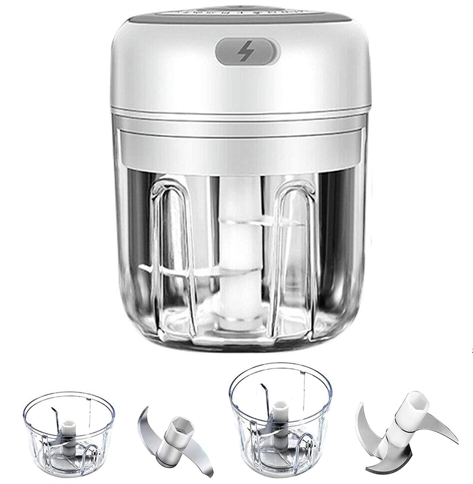 Electric Mini Chopper, Wireless Mini Blender, Baby Food Processor with USB Charging, BPA-Free, Full Body Waterproof for Onions, Garlic, Vegetable, Fruits, 100/250ML