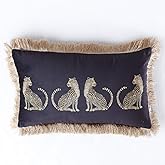vctops Leopard Printed Throw Pillow Cover with Tassels Super Soft Velvet Animal Pattern Decorative Rectangle Cushion Case Pillowcase (Black, 12"x20")