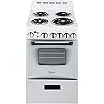 Avanti ERU200P0W Electric Range Oven Compact Design, 2.1-Cu.Ft. Capacity with 4 Coil Burners, Framed Glass Door, Storage Drawer and Broiler with Pan, 20-Inch, White