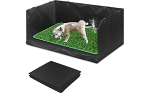 BHYHOK High Walls Dog Pee Pad Holder with Artificial Grass Foldable Indoor Dog Potty Tray 15.7 * 23.6 * 35.4 Inch Dogs Litter Box with Waterproof Liner for Puppies Small and Medium Dogs