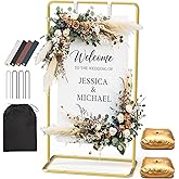 Wedding Welcome Sign Stand, Adjustable 50/68 Inch Metal Sign Holder, Gold | Size 68 x 31 x 20 in; Banner stand for seating charts, bridal showers, baby showers, graduations and ceremony entrances.