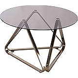 Stondon Round Smoked Glass Cocktail Table, Champagne