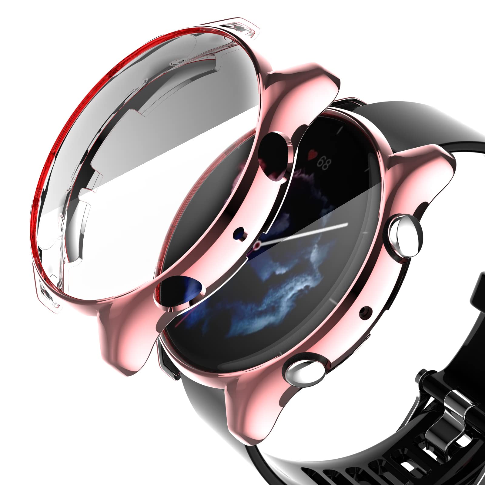 Miimall Case Compatible with Amazfit GTR 3/GTR 3 Pro, Shockproof HD Soft TPU Screen Protector Bumper Protective Shell All-Around Protective Case Cover for Amazfit GTR 3/GTR 3 Pro-Pink