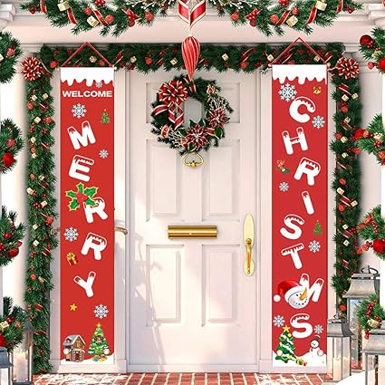 Amazon Com Merry Christmas Banner Porch Fireplace Wall Signs Flag