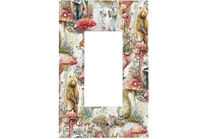 THSANJU Cartoon Red Mushroom Single Rocker Decora Outlet Covers 1 Gang Gfci Light Switch Cover Decorative Wall Plate Bear Rabbit Deer Forest Animals Electrical Receptacle Switchplate Faceplate for Kid Room
