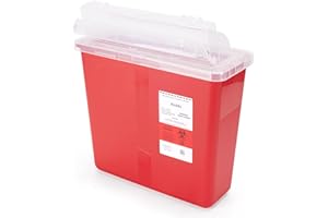 Alcedo Sharps Container for Home and Professional Use 5 Quart (1 Pack), Biohazard Needle and Syringe Disposal, Mailbox Style Lid, Medical Grade