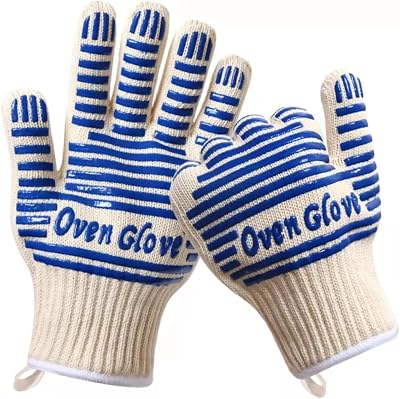 Juliyeh EN407 Oven Glove 932°F Five-Finger Non-Slip Silicone Kitchen Heat