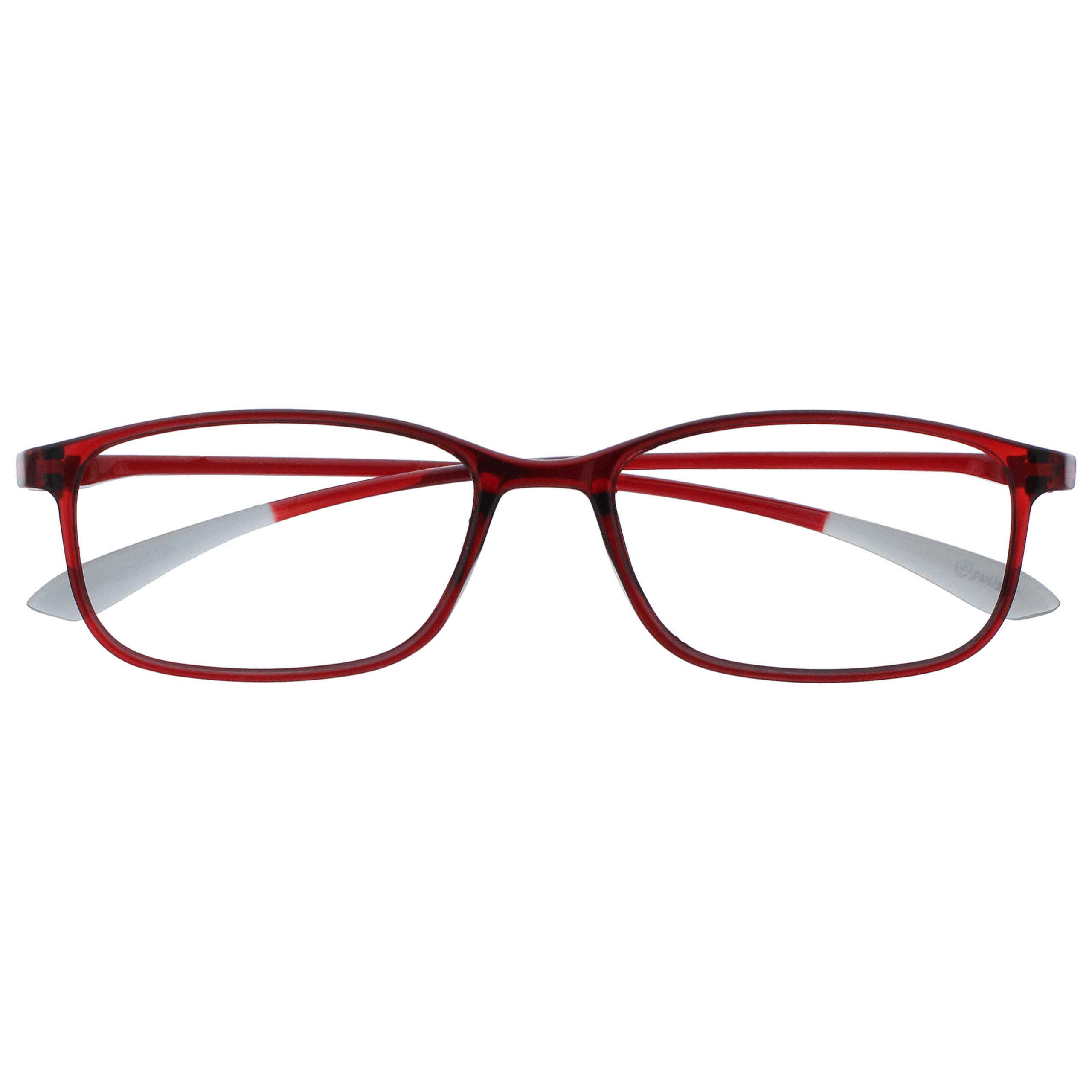 OPULIZE Ice Reading Glasses Ultra Lightweight Frame Scratch Resistant Crystal Red Grey Tip Mens Womens R61-Z +2.50
