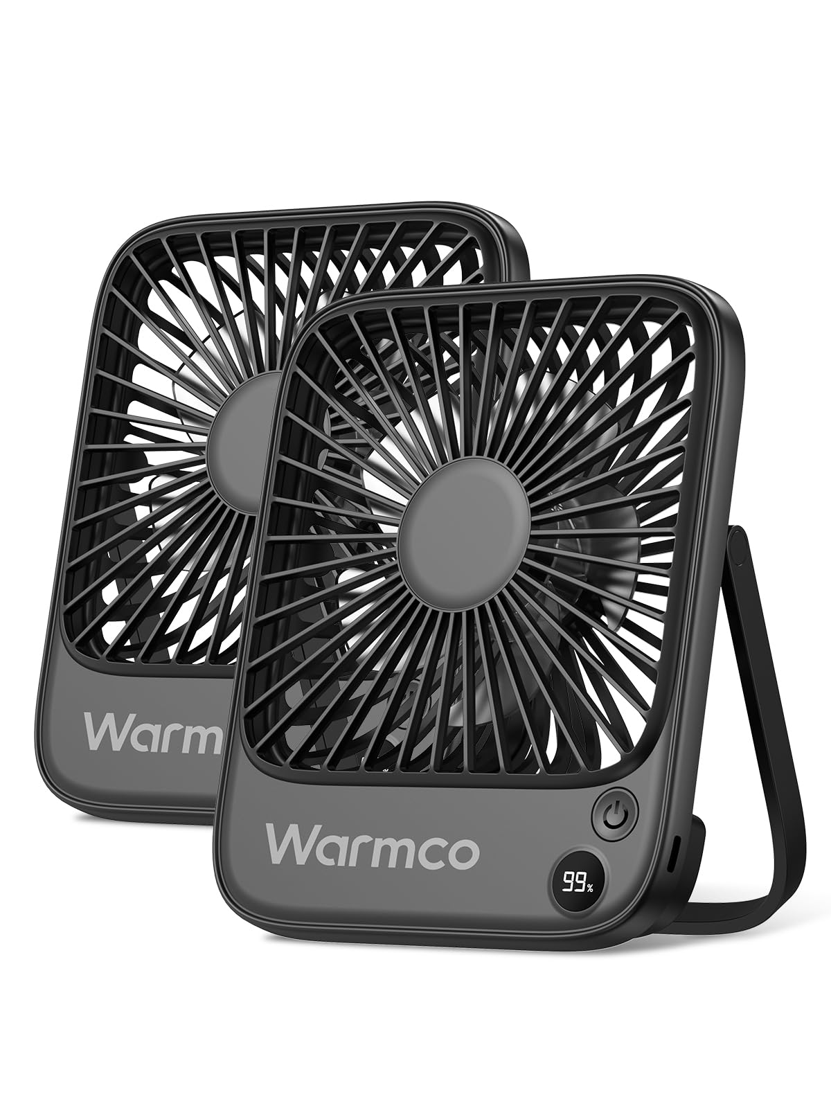 Photo 1 of Warmco 5000mAh Protable Travel Fan, 2Pack Rechargeable Battery Powered Personal Desk Fan, 4 Speeds Wind Small Desk Fan With 180° Tilt for Office Table Camping Cruise