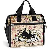 84hoods Large Lunch Bag for Women. Librarian Gift for Book Lovers. Insulated Lunch Box with Adjustable Strap for Work Office Travel Picnic. Rather Reading.