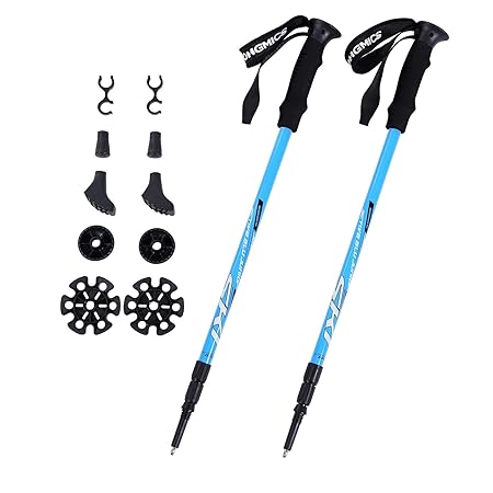 SONGMICS Wanderstöcke Trekkingstöcke Walkingstöcke 65-135 cm ergonomisch mit Anti-Shock Dämpfungssystem laufstock