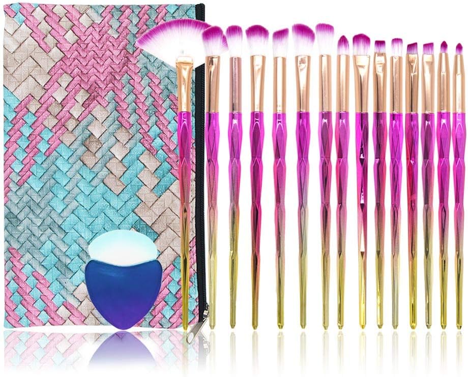 Makeup Brush Sets,NIZIYI 16PCS Makeup Cosmetic Brushes Set Diamond Shape Powder Foundation Eyebrow Lip Concealer Brush Tool for Christmas Birthday Gift