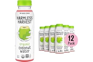 Harmless Harvest Organic Coconut Water 10 Fl Oz, 12 Pack – Natural Electrolyte Hydration Drink, No Sugar Added, Original Coconut Water, Non-GMO & Fair for Life Certified