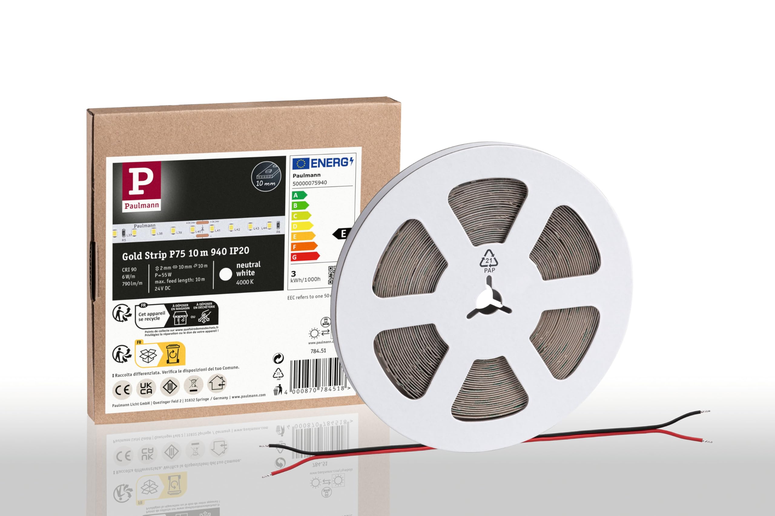 Paulmann 78451 Pro LED Strip Gold P150 940 10m 55W 790lm/m 96 LEDs/m 4000K LED Strip