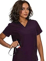 floralhue Scrub Tops for Women, Curved V-Neck Scrub
