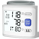 Wrist Blood Pressure Monitor LCD Display, Adjustable Wrist Blood Pressure Cuff 90x2 Reading Memory Wrist Bp Monitor with Storage Case(White)